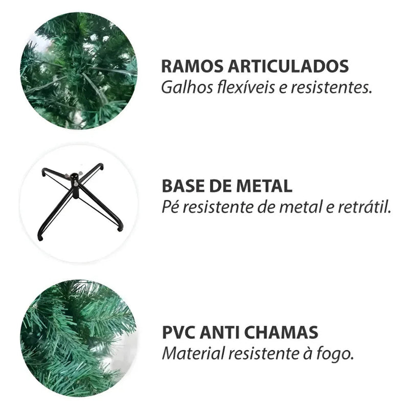 Árvore de Natal Tradicional com Base Reforçada para Decoração de Natal