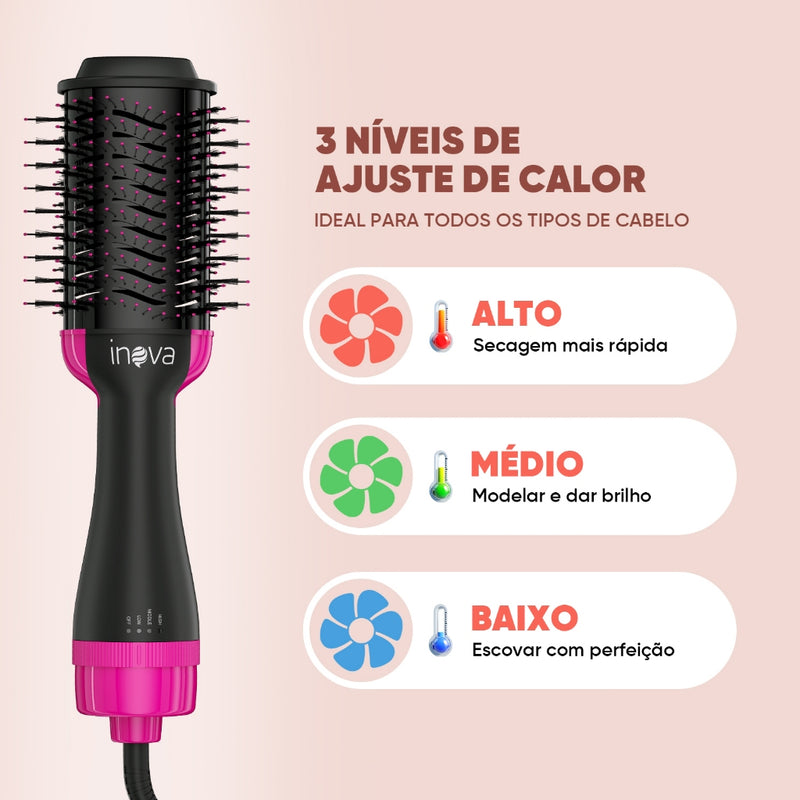 Escova Secadora Alisadora de Cabelo 4 em 1