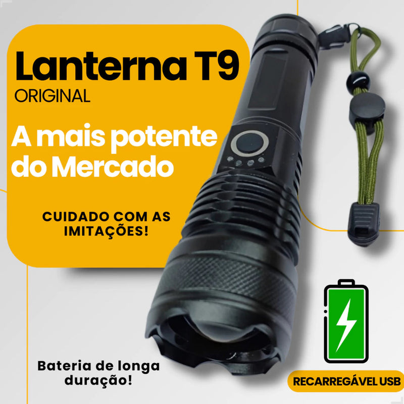Lanterna Super Potente T9 P50 Tática Recarregável USB